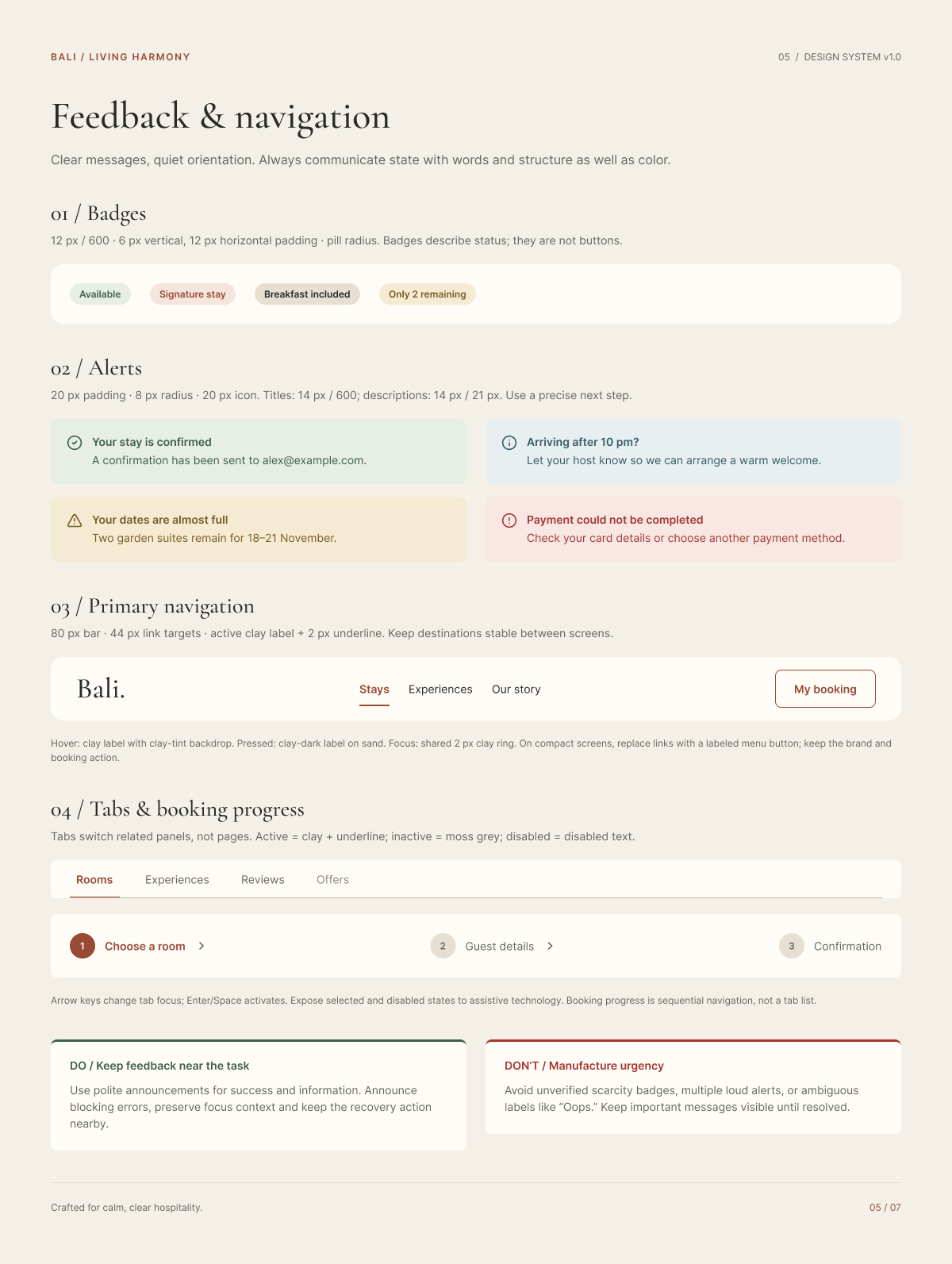 Feedback and navigation