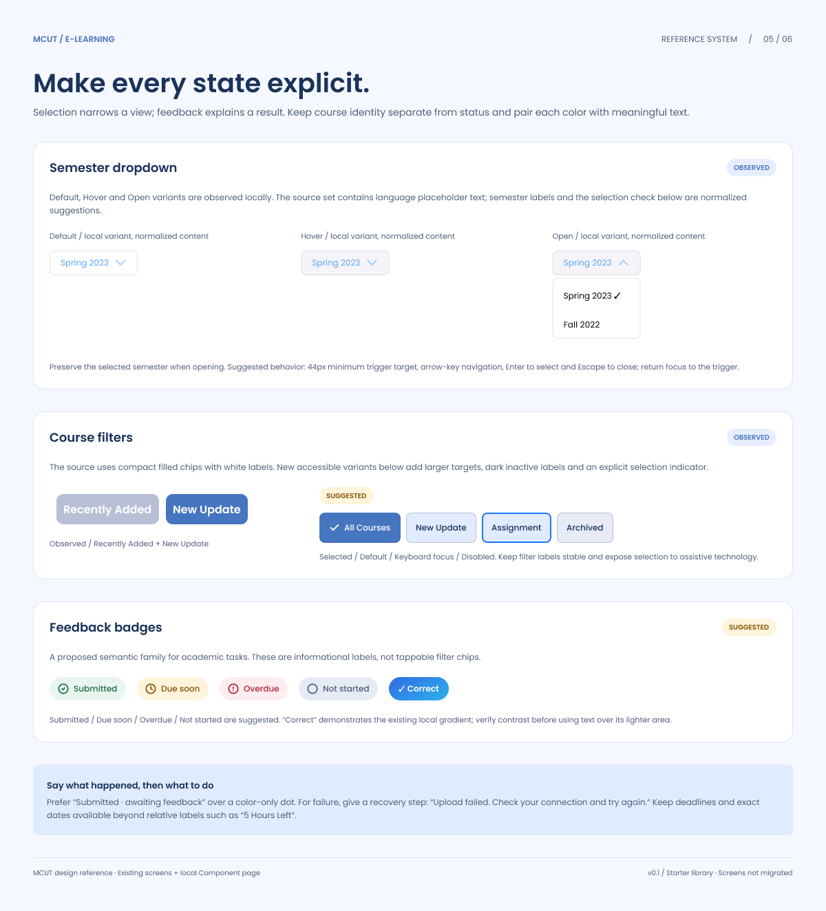 Selection and feedback